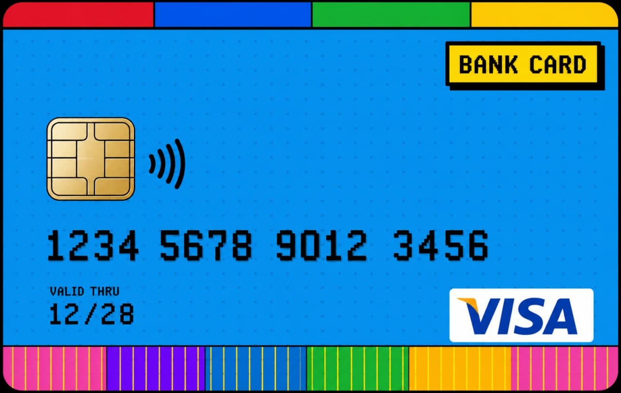 Bank Cards — colorful Visa card